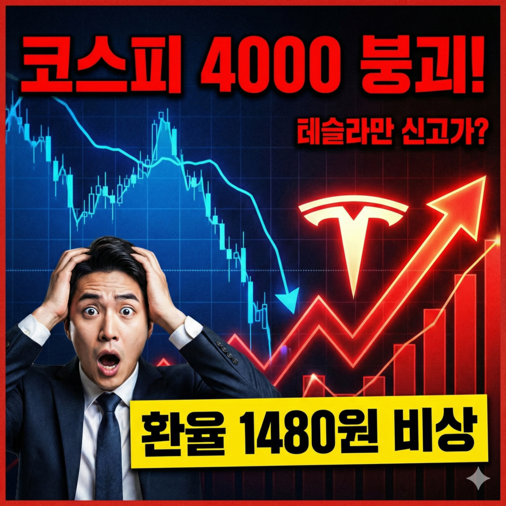 [주식시황] 2025.12.17. 4000선 붕괴된 코스피 환율 1480원 위협, 테슬라 독주가 미칠 영향, 혼조세 미국증시와 5년래 최저 유가 오늘 국내 주식 시장 대응 전략