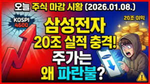 1월 8일 국내증시마감시황 삼성전자 20조 실적에도 하락 2026년 주식 시장 대응 전략(2026.01.08.)
