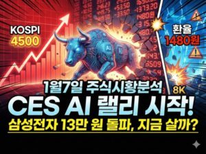 1월7일 주식마감시황 CES 2026 AI 랠리 폭발, 삼성전자 13만원 시대 열렸다