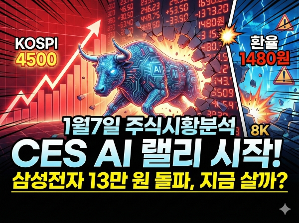 1월7일 주식마감시황 CES 2026 AI 랠리 폭발, 삼성전자 13만원 시대 열렸다