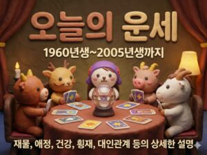 오늘의 운세보기(1960년생~2005년생까지) 재물, 애정, 건강, 횡재, 대인관계 등 상세보기