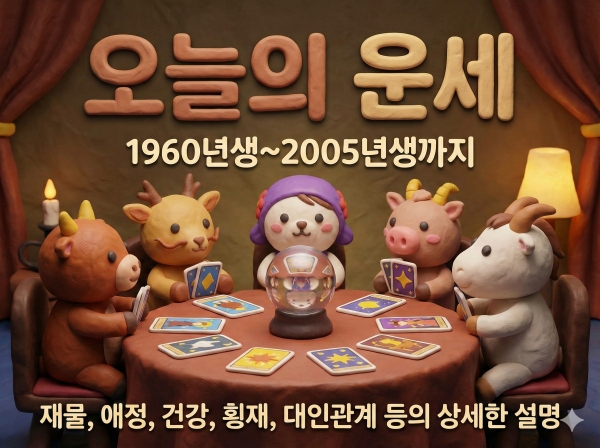 오늘의 운세보기(1960년생~2005년생까지) 재물, 애정, 건강, 횡재, 대인관계 등 상세보기