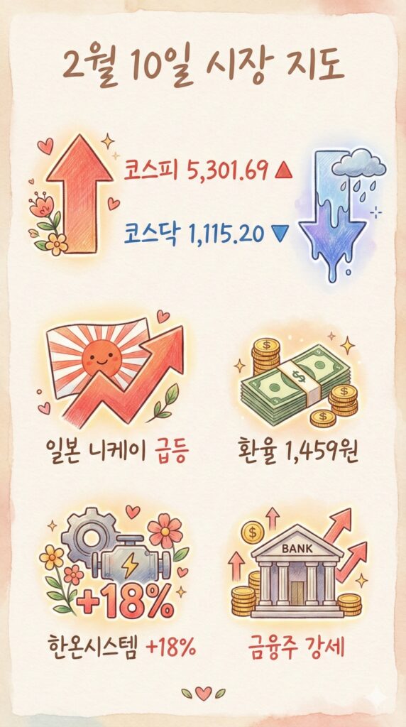 주식마감시황 2월10 코스피 5300 사수, 금융주와 한온시스템 급등 이유는